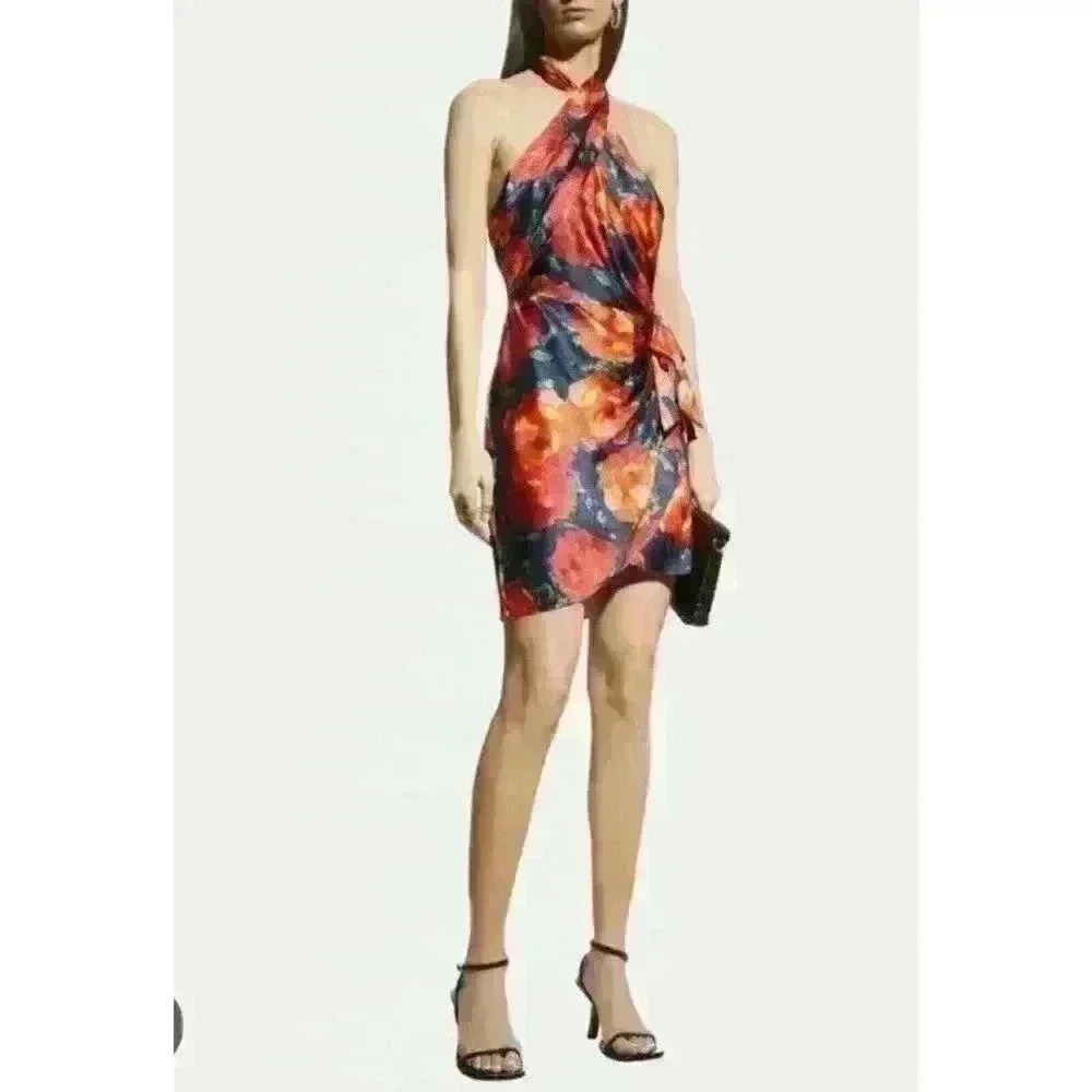 Cinq a Sept  NWT Trinity 100% Silk Mini Dress Size 2 Floral $495 New - Picture 2 of 6